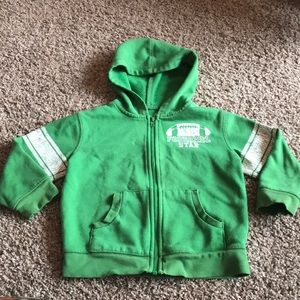 Okie Dokie Green White Long Sleeve ZipUp Hoodie